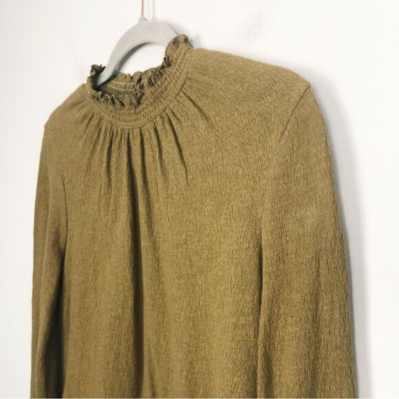 MADEWELL TEXTURE & THREAD | Dark Green Mockneck Lettuce Trim Top Women’s Size S - Picture 4 of 12